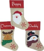 Picture of Personalised Luxury Hessian Christmas Stocking ADD ANY NAME 4 Designs Xmas Sack Sock Children Adults Boy Girl