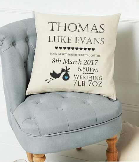 Picture of Personalised New baby  Cushion Boy or Girl