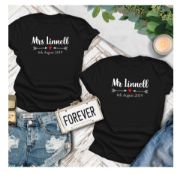 Picture of Personalised Mr & Mrs Just Married T-shirts