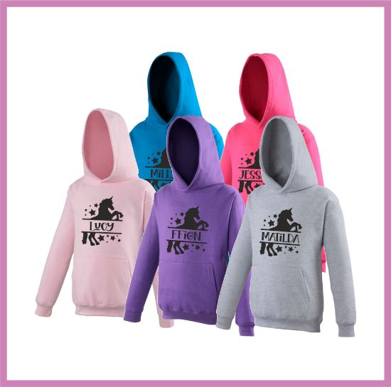 Picture of Personalised Unicorn Monogram Girls Hoodie