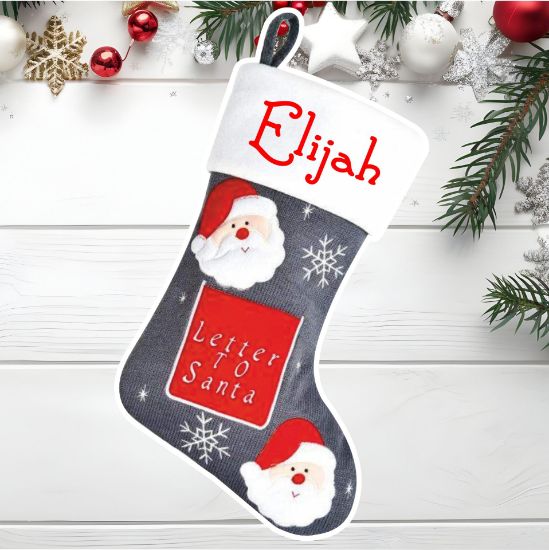 Picture of Luxury Personalised Letter to Santa Christmas Stocking Knitted and Fully Lined